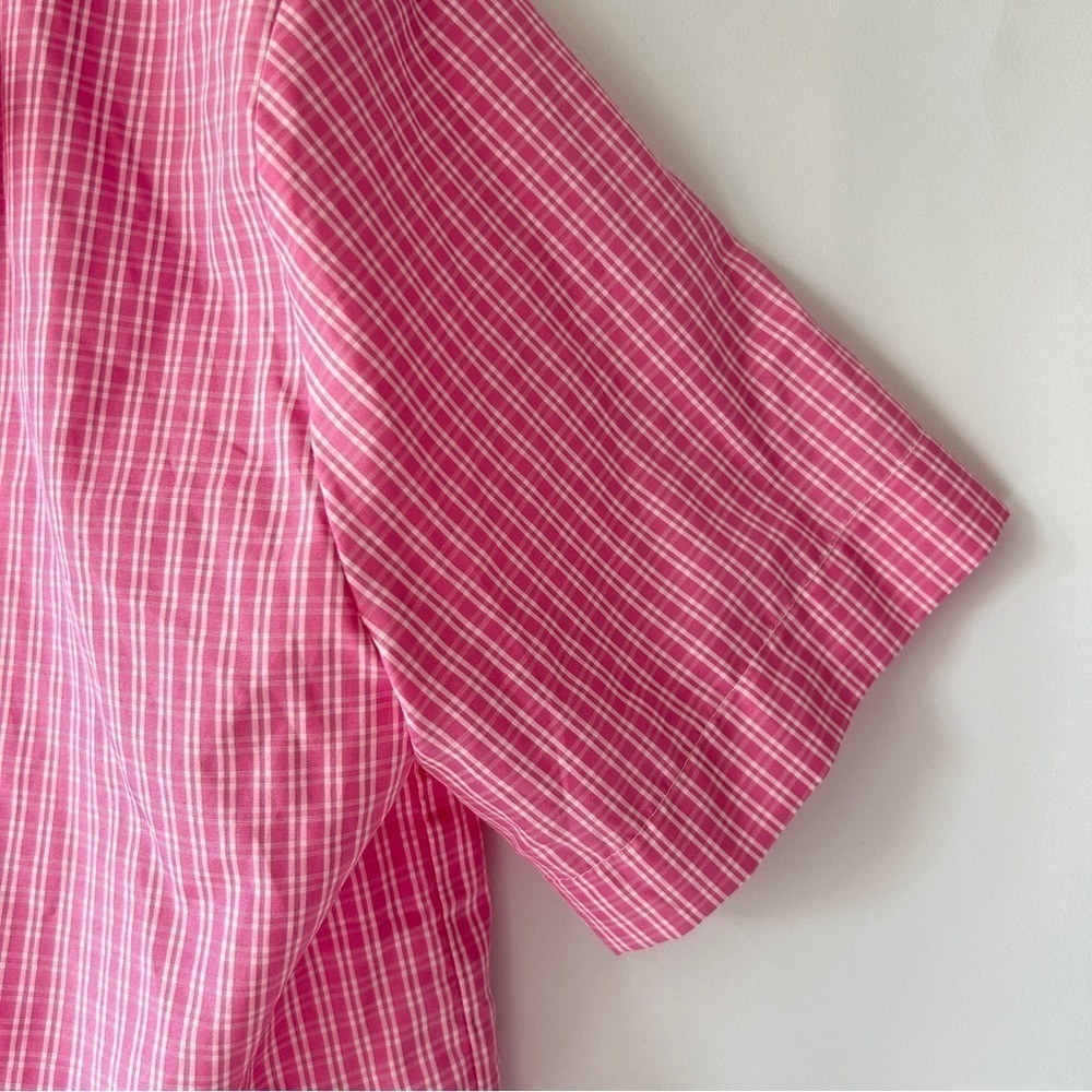 ASOS DESIGN Women’s Plaid Pink Short Sleeve Button Down Crop Top Size 4 - Picture 6 of 9
